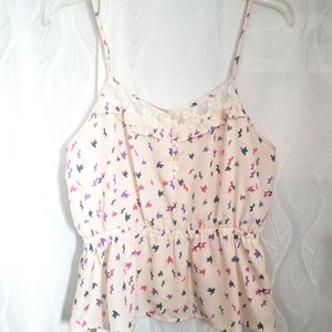 Buy 1 Get 1 50% Off Bird Graphic Printed Lace Tank Top